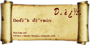 Deák Ármin névjegykártya